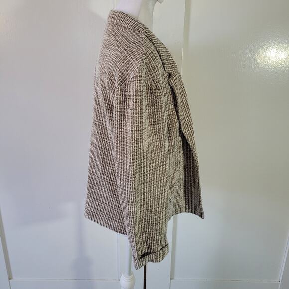Nanette Lapore Size M Brown Tweed Open Front Blazer Office Mature Neutral - Picture 2 of 8